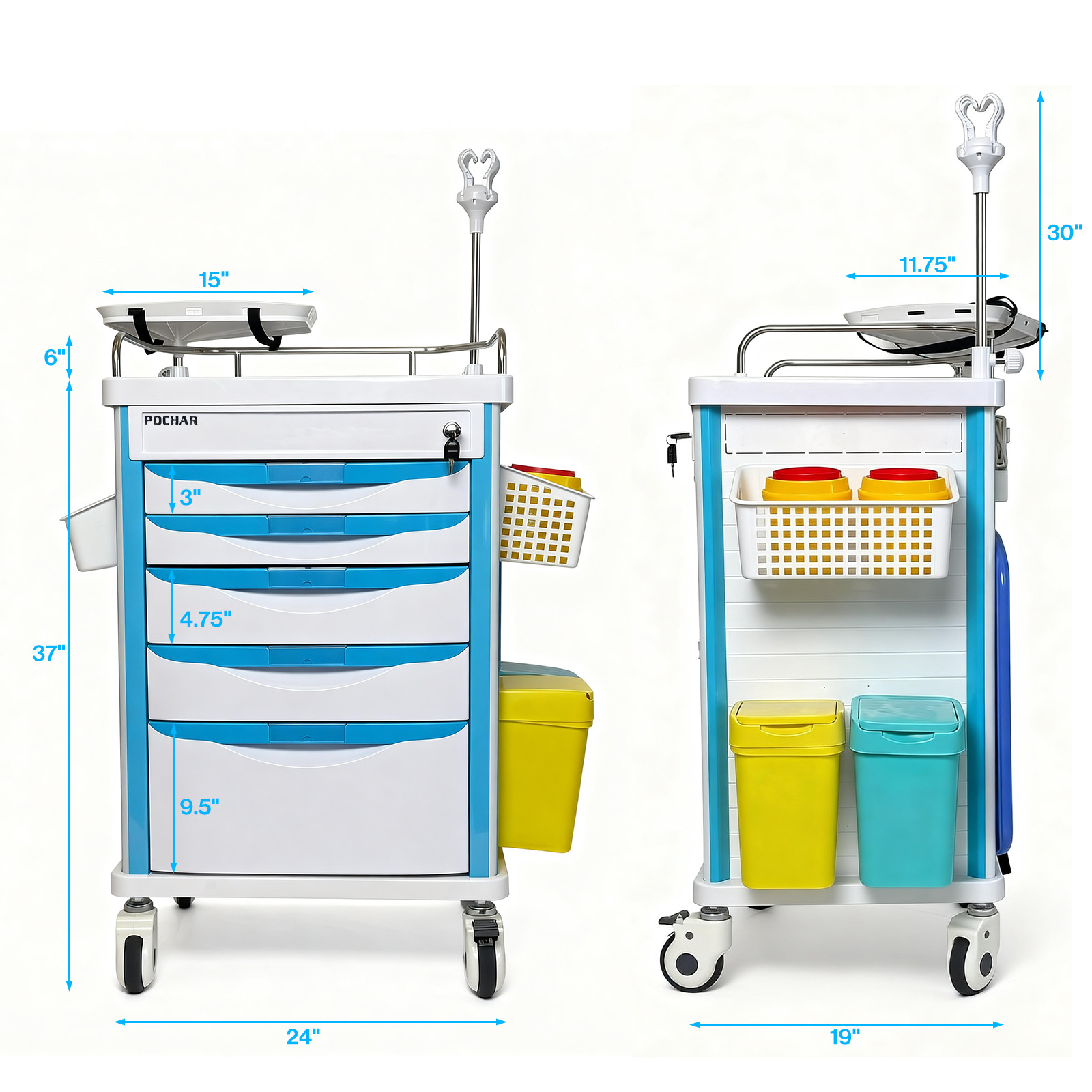 Medical Crash Cart with Emergency Accessory, Emergency Cart for Hospitals Clinic