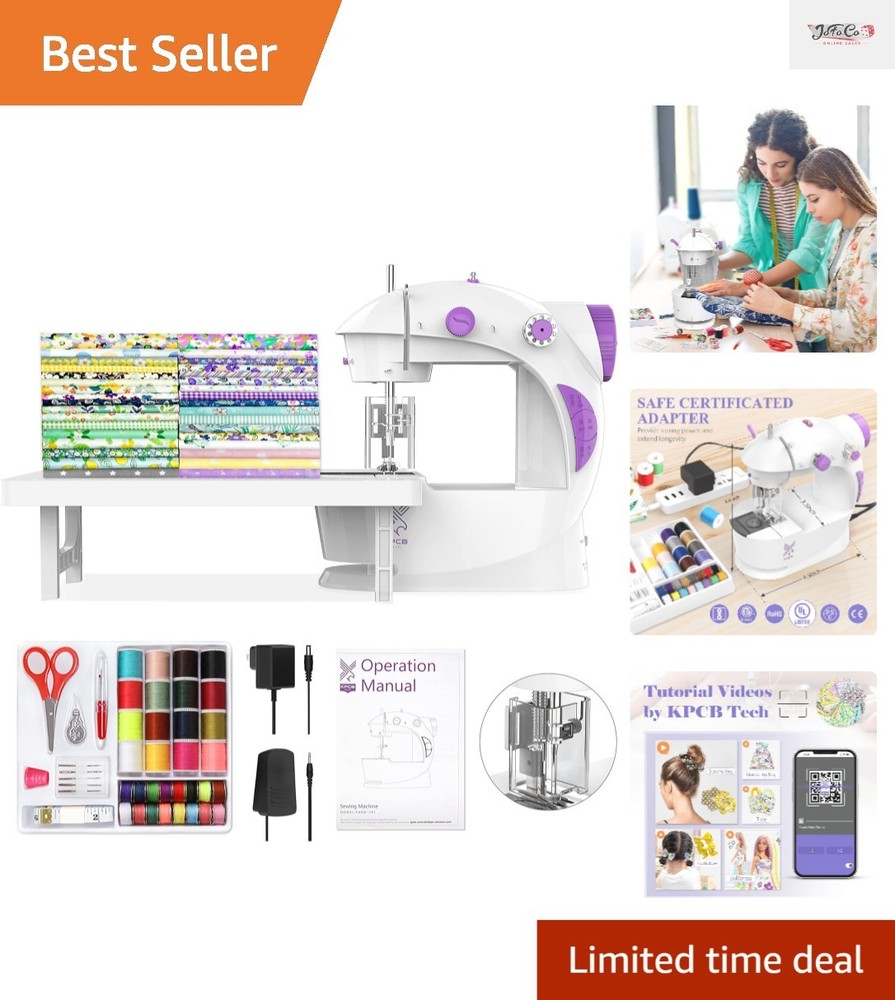 Compact Beginner Sewing Machine with Accessories, Finger Guard & Extension Table