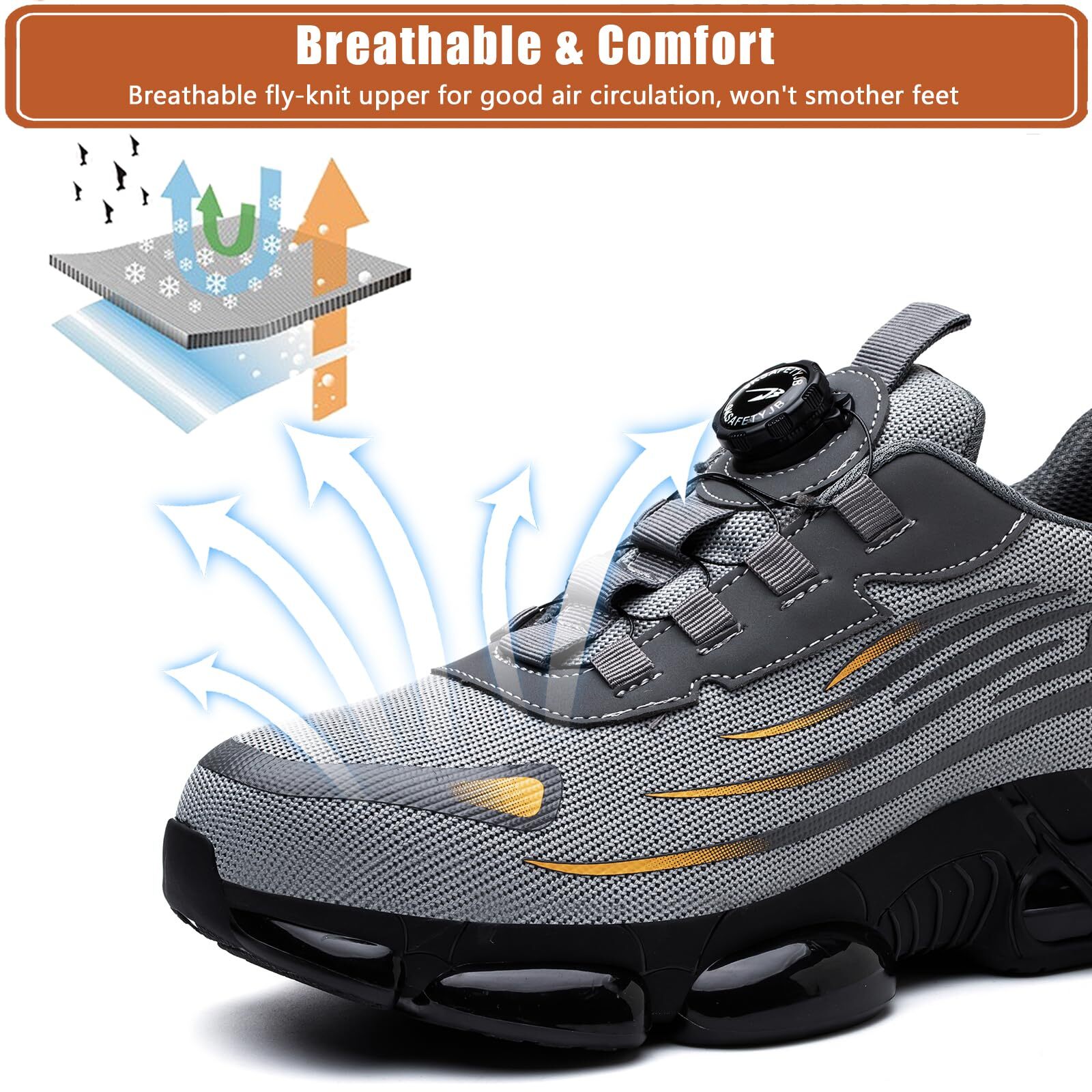 Men Work Safety Shoes Steel Toe Rotating Buckle Indestructible Non-slip Sneakers