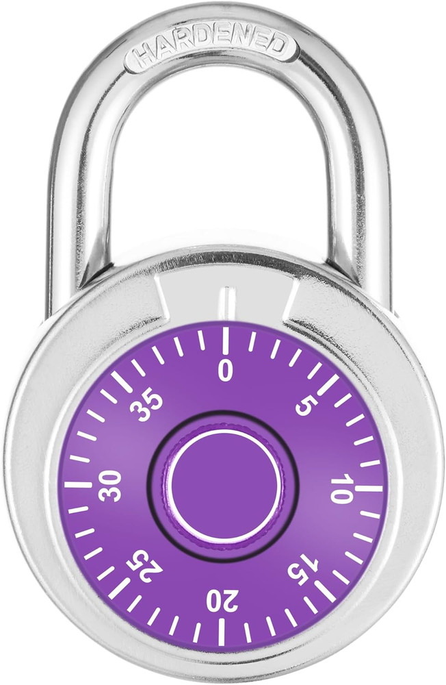 Combination Padlock 1 Pack, 50 Mm (2") Purple Dial Fixed Dial with Different Com
