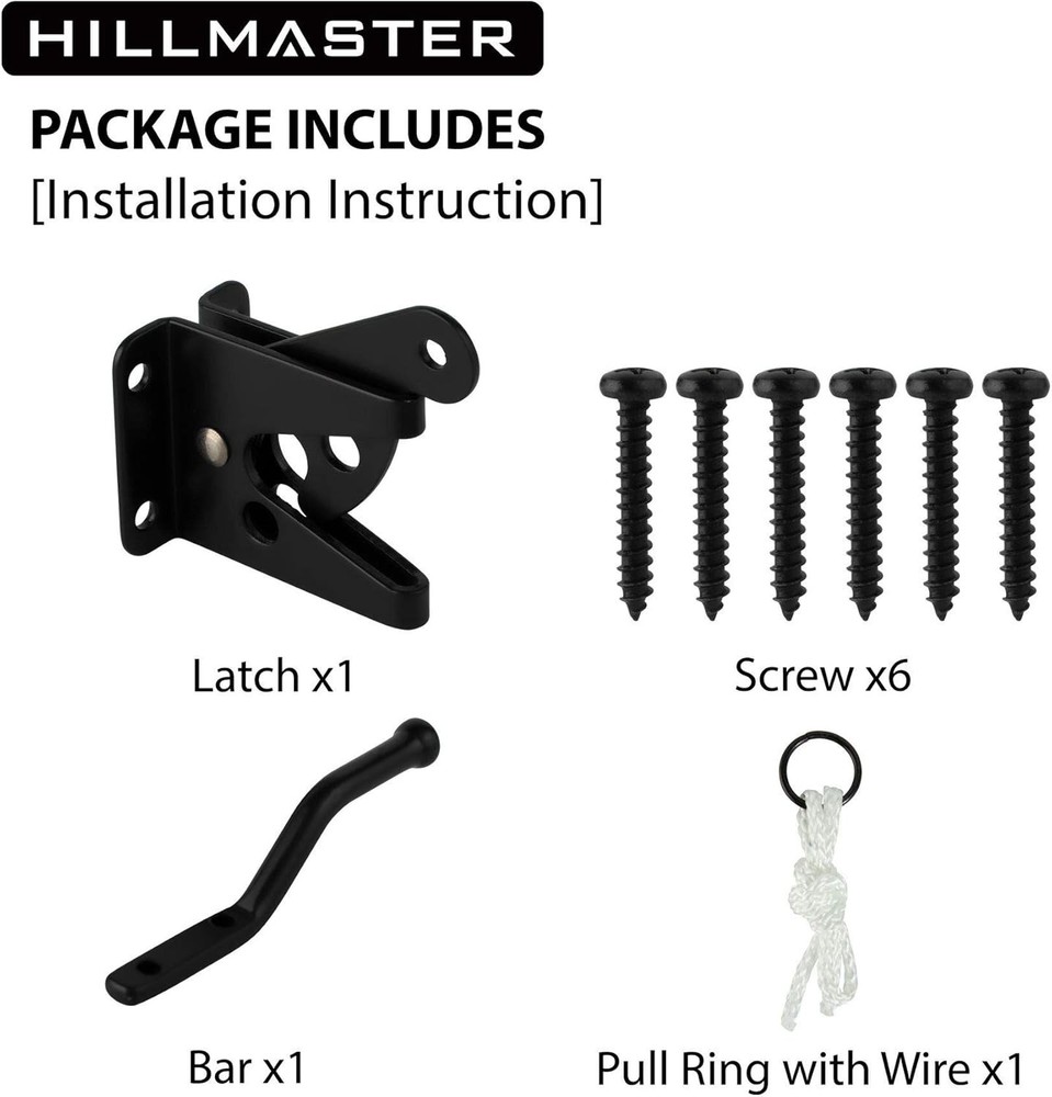 4.7in Heavy Duty Gravity Self-Locking Gate Latch with Easy Installation - Black