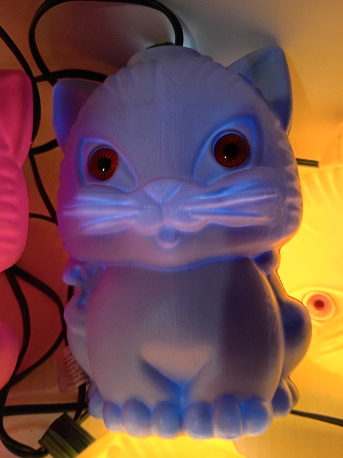 Vtg 60’s Pasta CAT Blow Mold 13pc String Lights RV Camper Patio Tiki Parti Lites