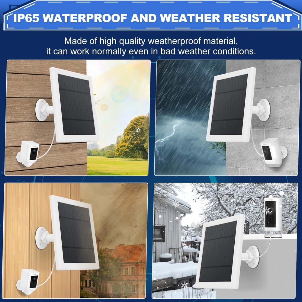 Solar Panel for Camera 5W Solar Charger Compatible with Ring Spotlight &Stick...