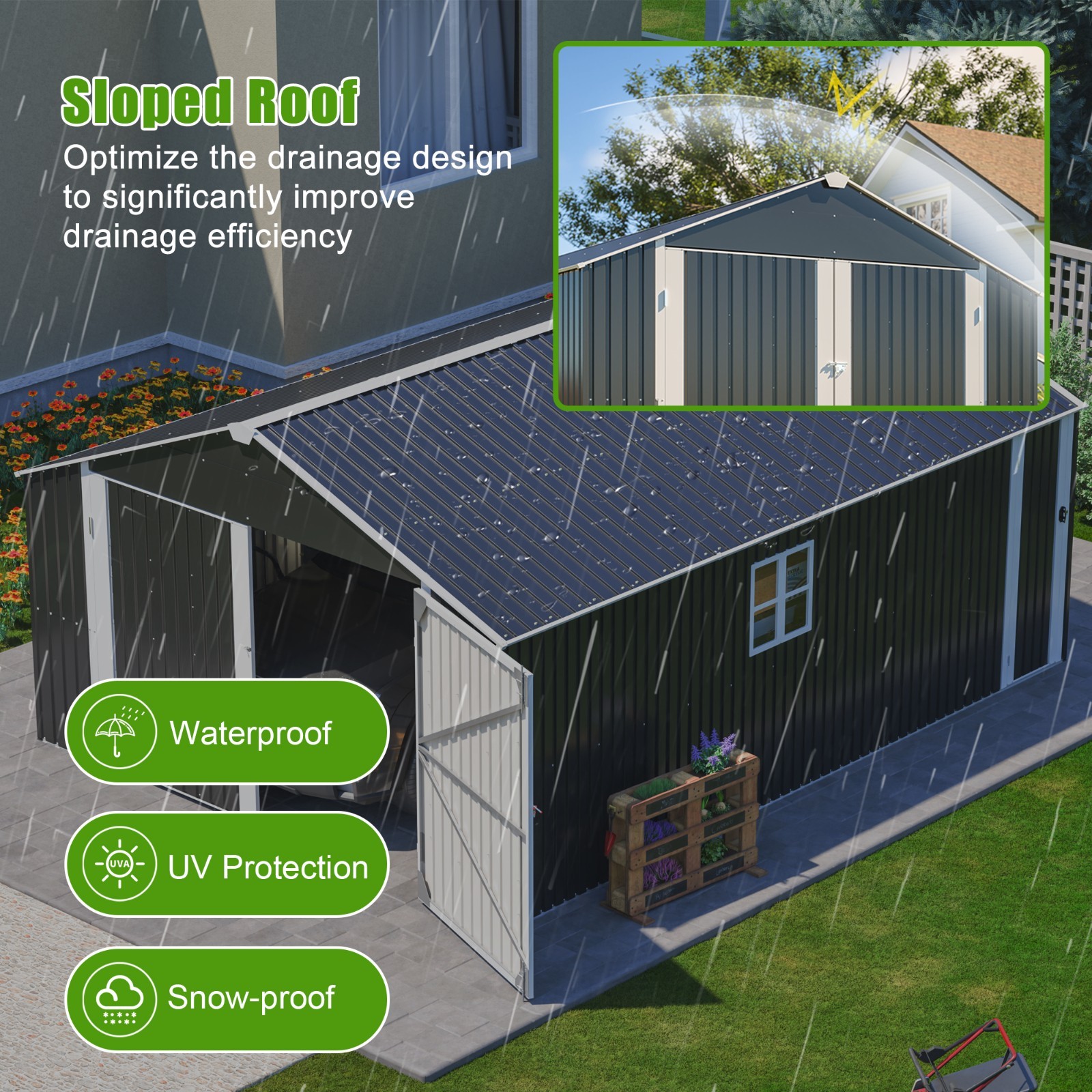 20x12 FT Outdoor Metal Garage Shed Extra Large Storage Shed 1810 CUFT for Car