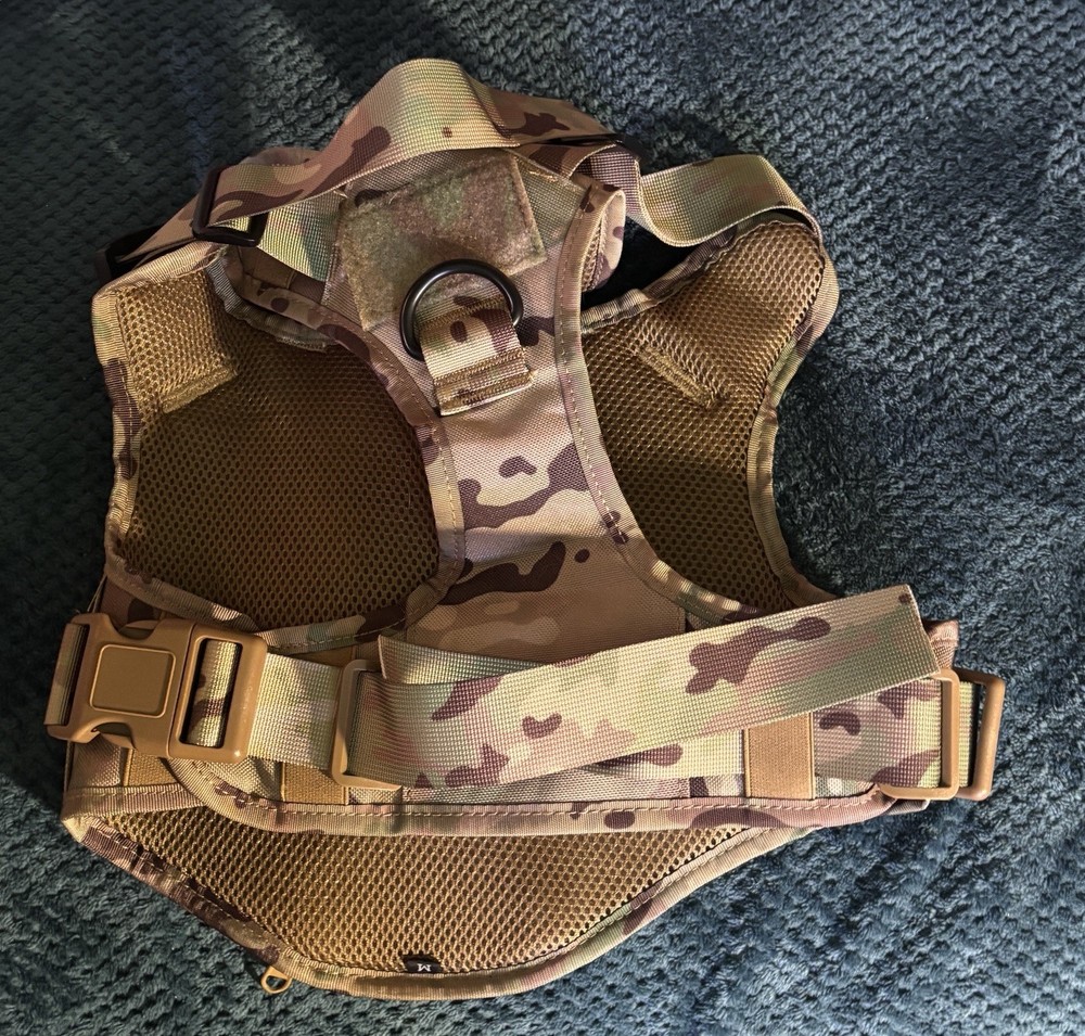 Camouflage Tactical Dog Harness with Adjustable Durable Multiple Pockets