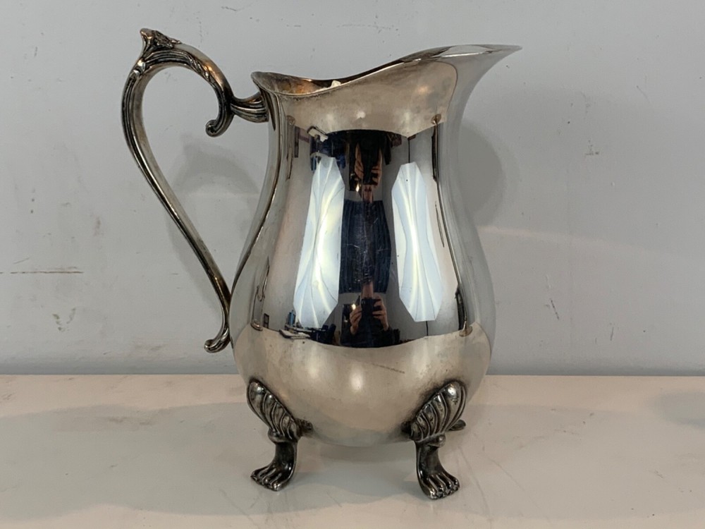 Vintage Leonard Silver Water Pitcher Footed Ice Guard