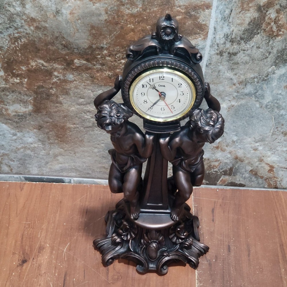 Vintage Bronze Decorative Cherub Clock Home Decor