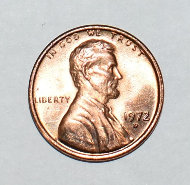 1972 D Lincoln Memorial Penny with Errors High Mint State Red