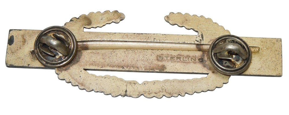 Original WWII US Army Sterling CIB Combat Infantry Badge Pin DR12