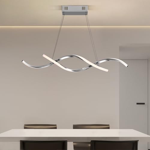 Modern LED Chandelier Dimmable Hanging Ceiling Light Pendant Light Silver