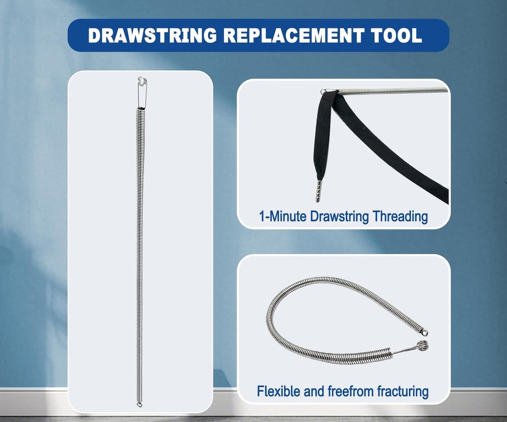 Serobela 1/2" x 59" Flat Drawstring Cord with Easy Threader Black/White