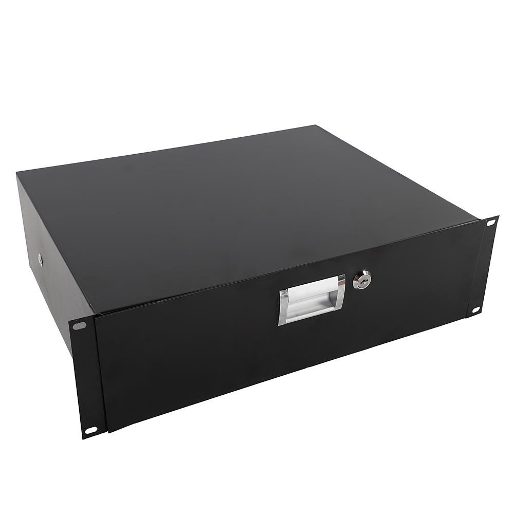 19" Server Cabinet Case 19 Inch Rack Mount DJ Locking Lockable Deep Drawer 3U