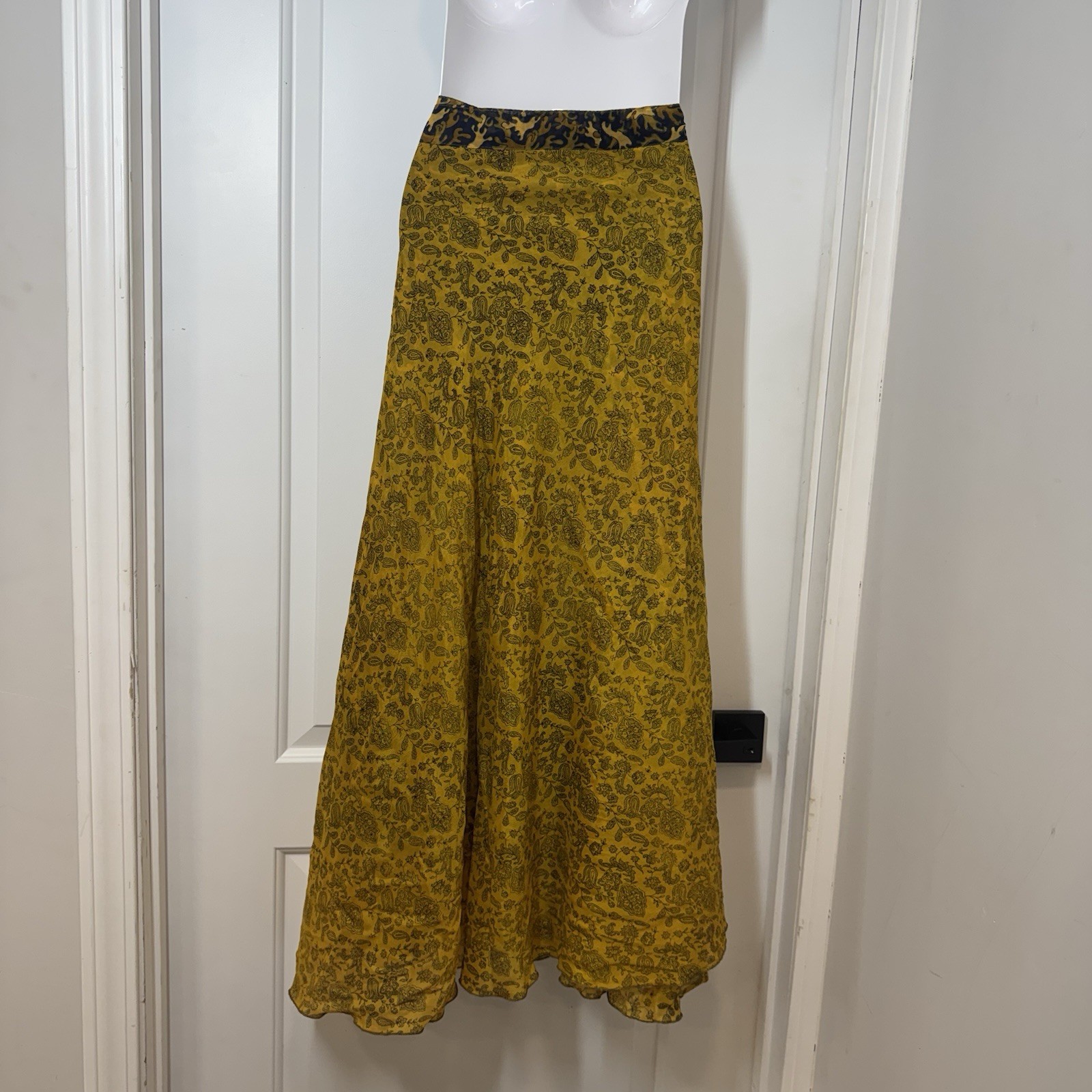 Y2K Urban Nomad Festival True Wrap Maxi Skirt 100% Silk Hippie Boho Gypsie Flowy