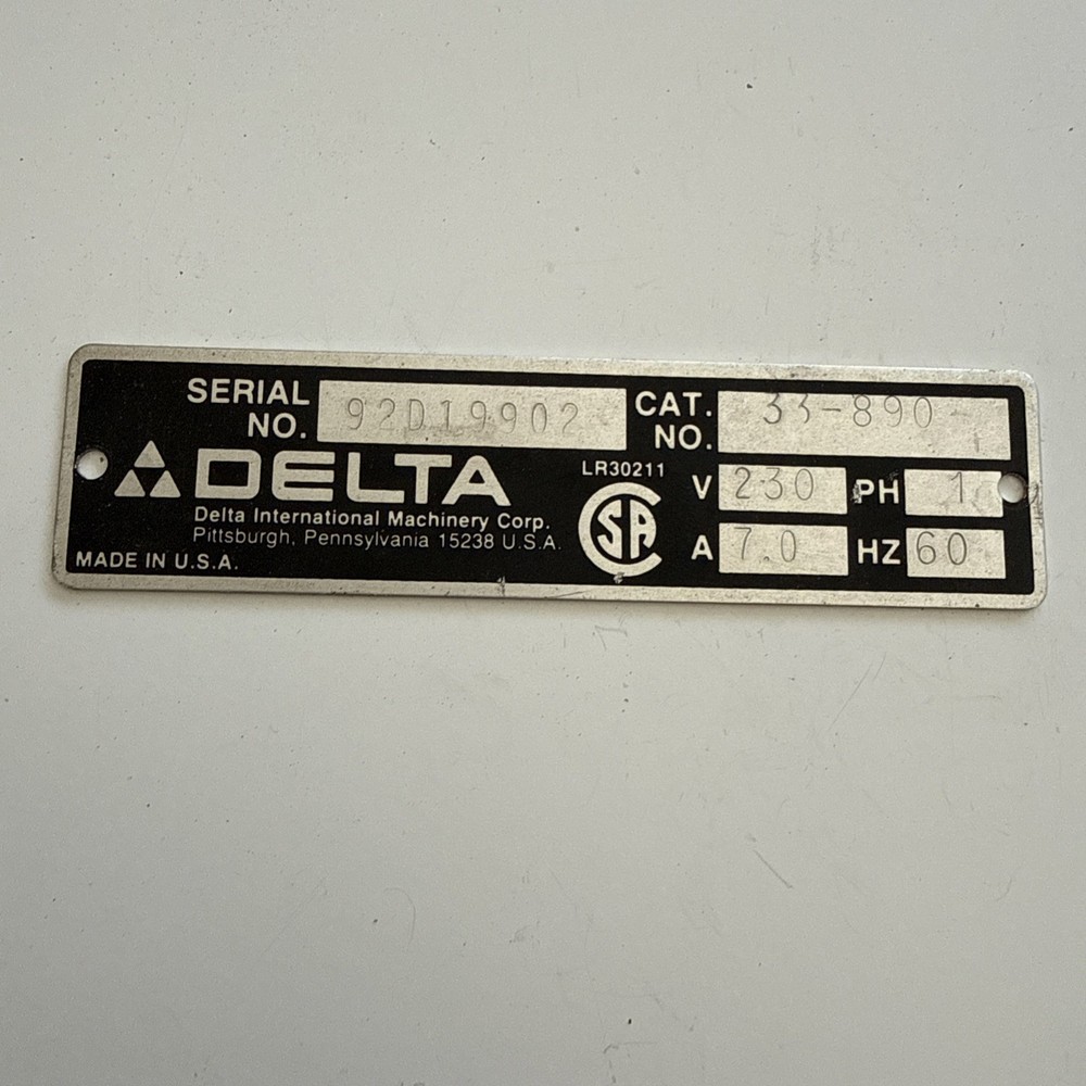 Delta Machine ID Badge / Name Plate 4”