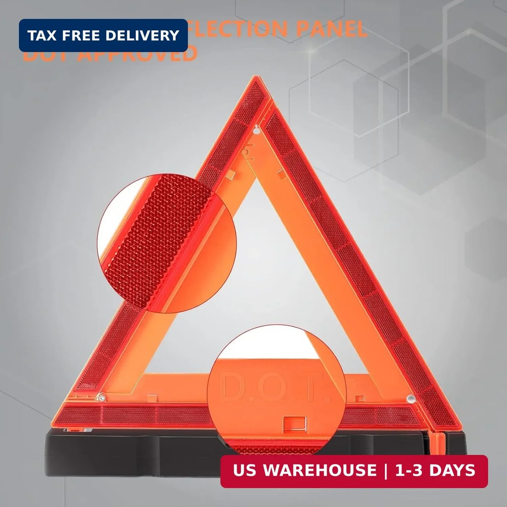 WORKKOOL Safety Triangles DOT Approved, Standard Warning Triangles Enmergency Re