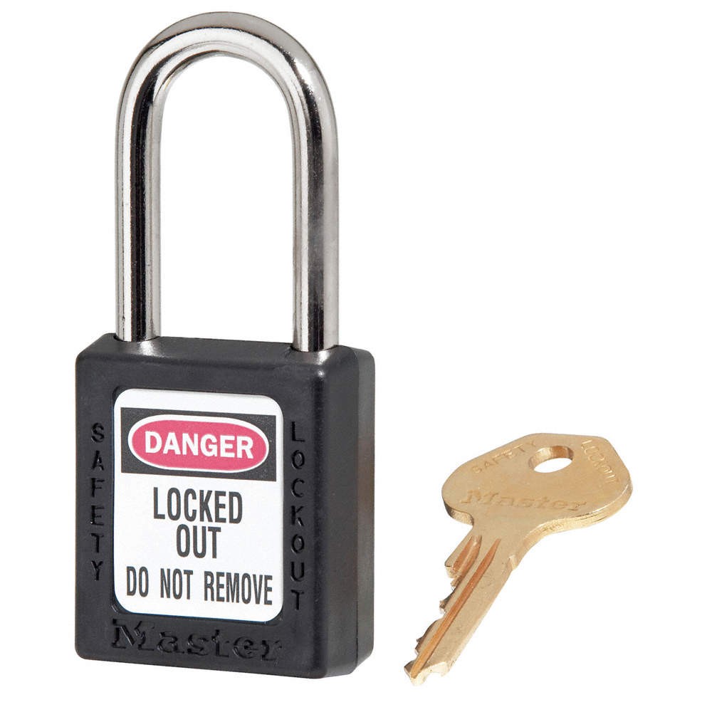 MASTER LOCK 410BLK Lockout Padlock,KD,Black,1-3/4"H 4FF97