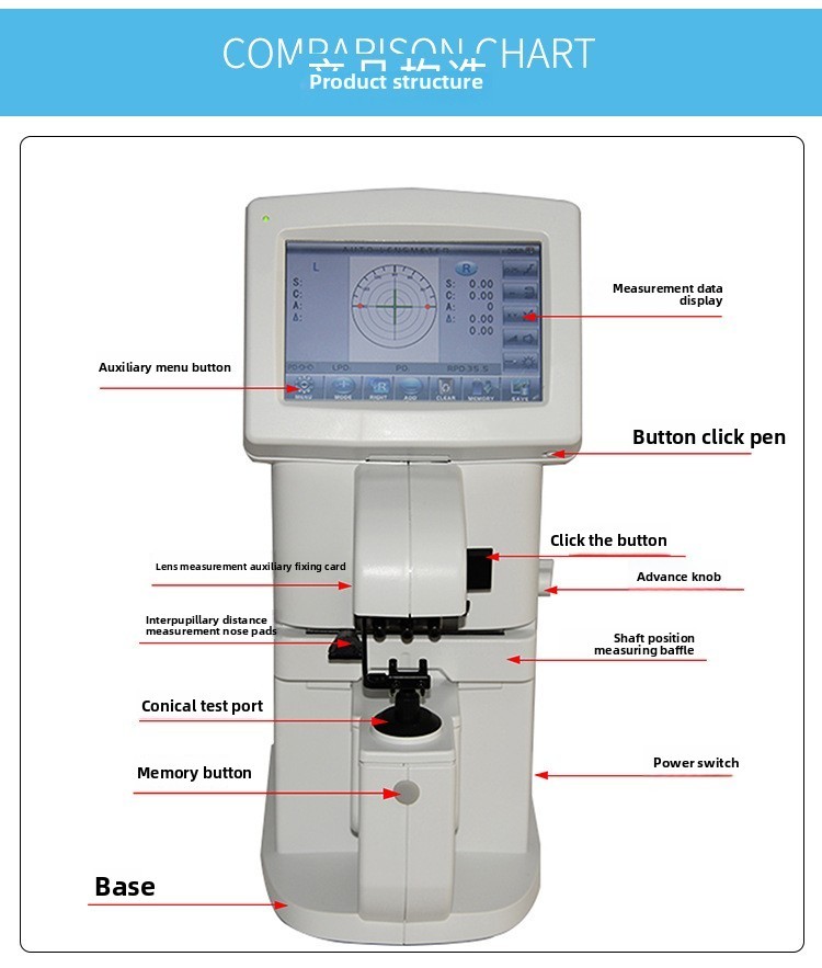 JD2000B Digital Automatic Lensometer PD Measurement Optometry Focimeter 110V