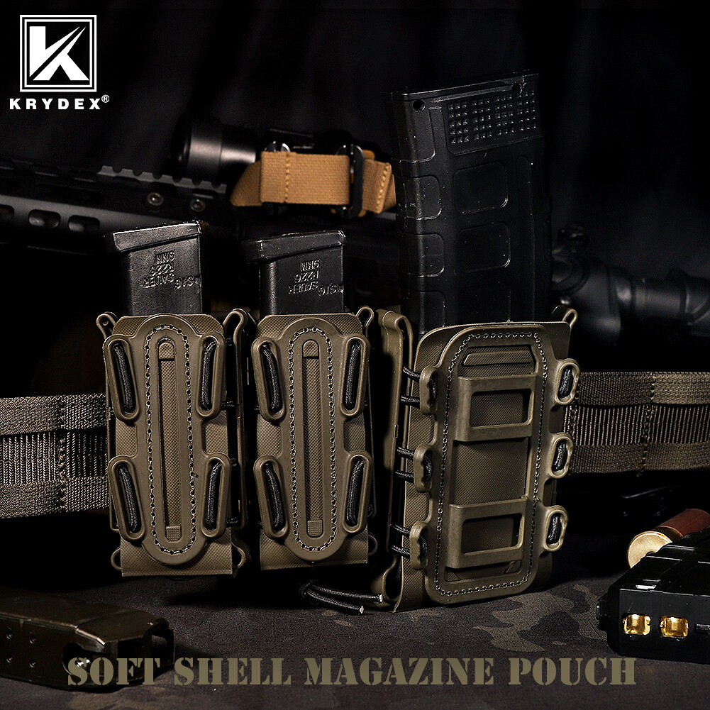 KRYDEX Soft Shell Mag Pouch Magazine Carrier with Clip for 5.56mm 7.62mm 9mm Mag