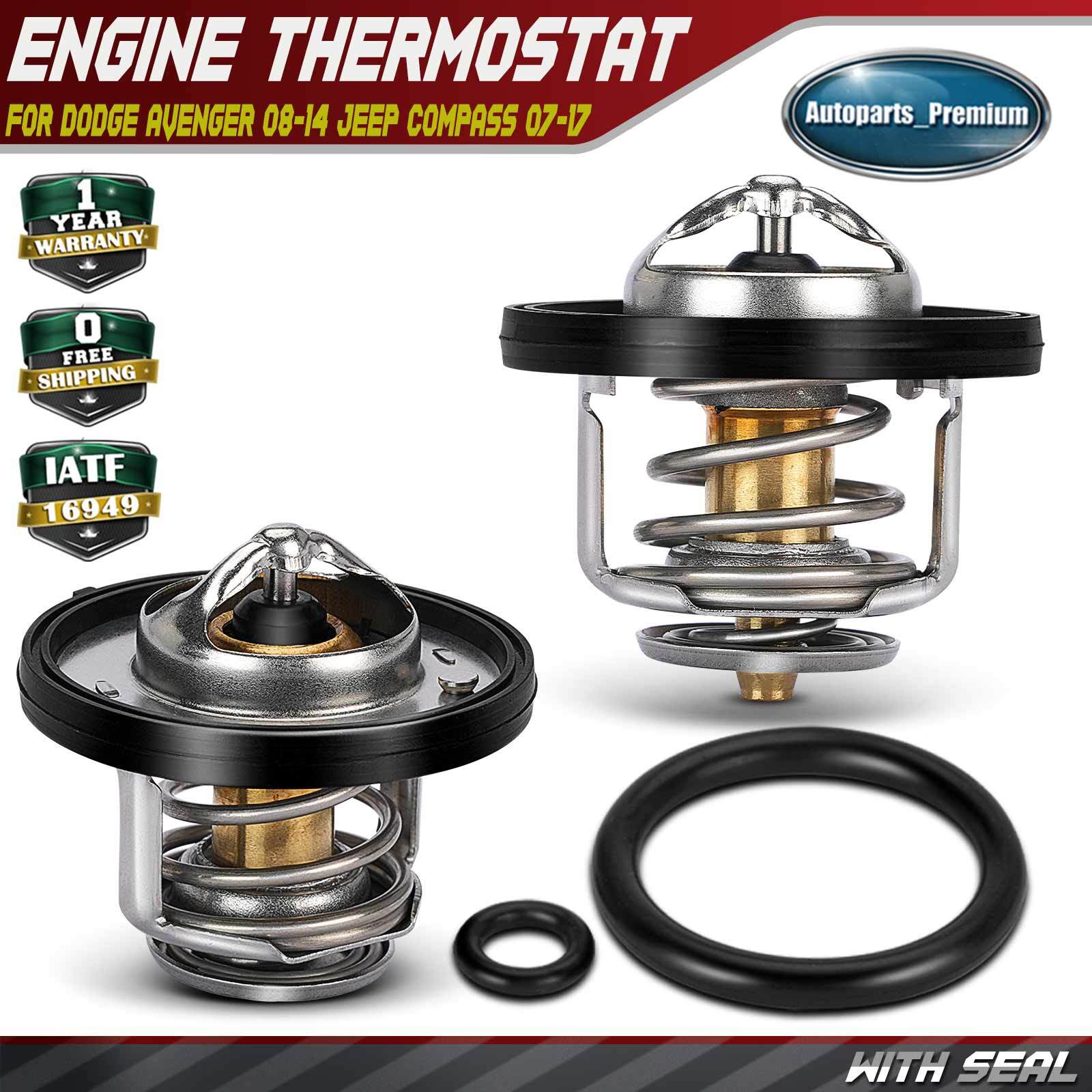 2x Engine Coolant Thermostat for Dodge Avenger 2008-2014 Jeep Compass 2007-2017