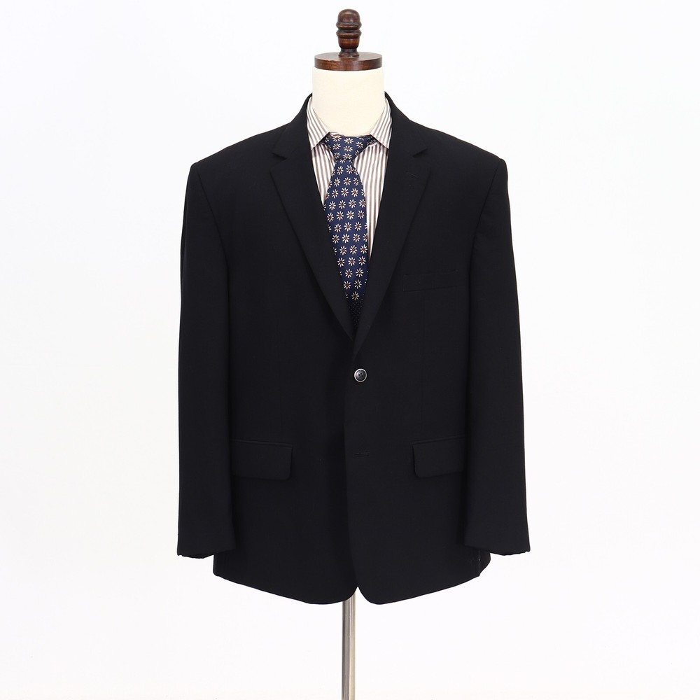Pronto Uomo 44R Black Sport Coat Blazer Jacket Solid 2B Wool