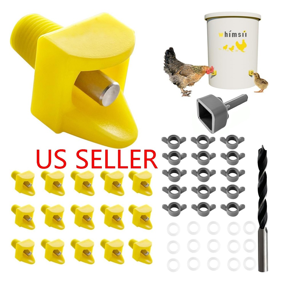 15x Chicken Nipple with Drill Bit Automatic Waterer Poultry Drinker Hen Drinking