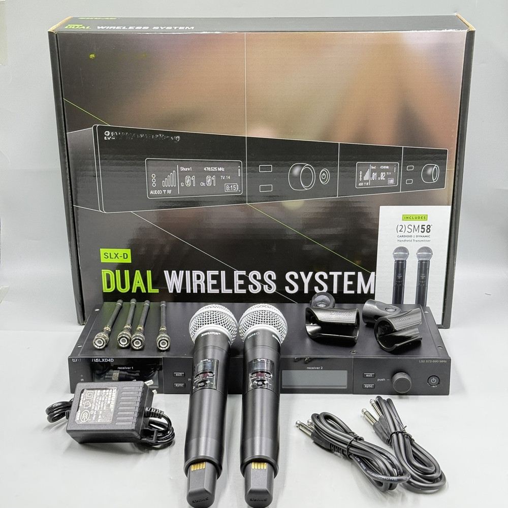 Compatible with Shure SLXD24D/SM58 Dual Handheld Wireless Microphone System US