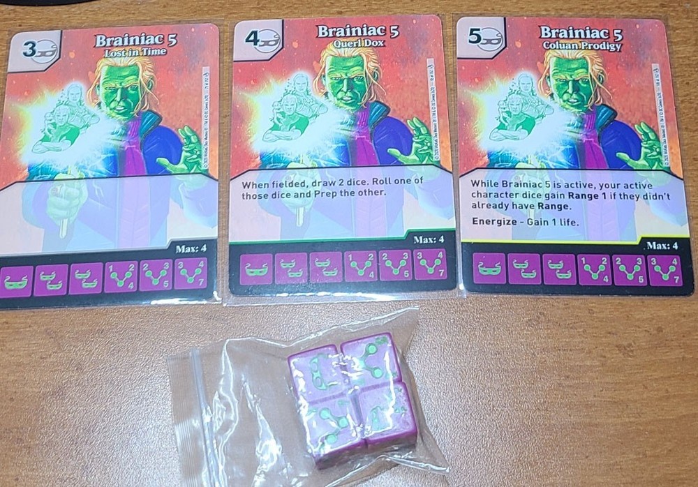 Brainiac 5 Rare + Uncommon + Common Kryptonite Crisis Dice Masters DC +4 dice
