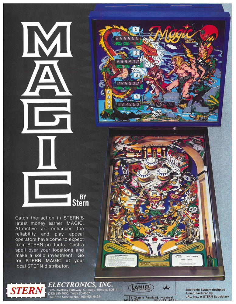 Magic Stern Pinball - Flyer/ Brochure / Ad - Excellent