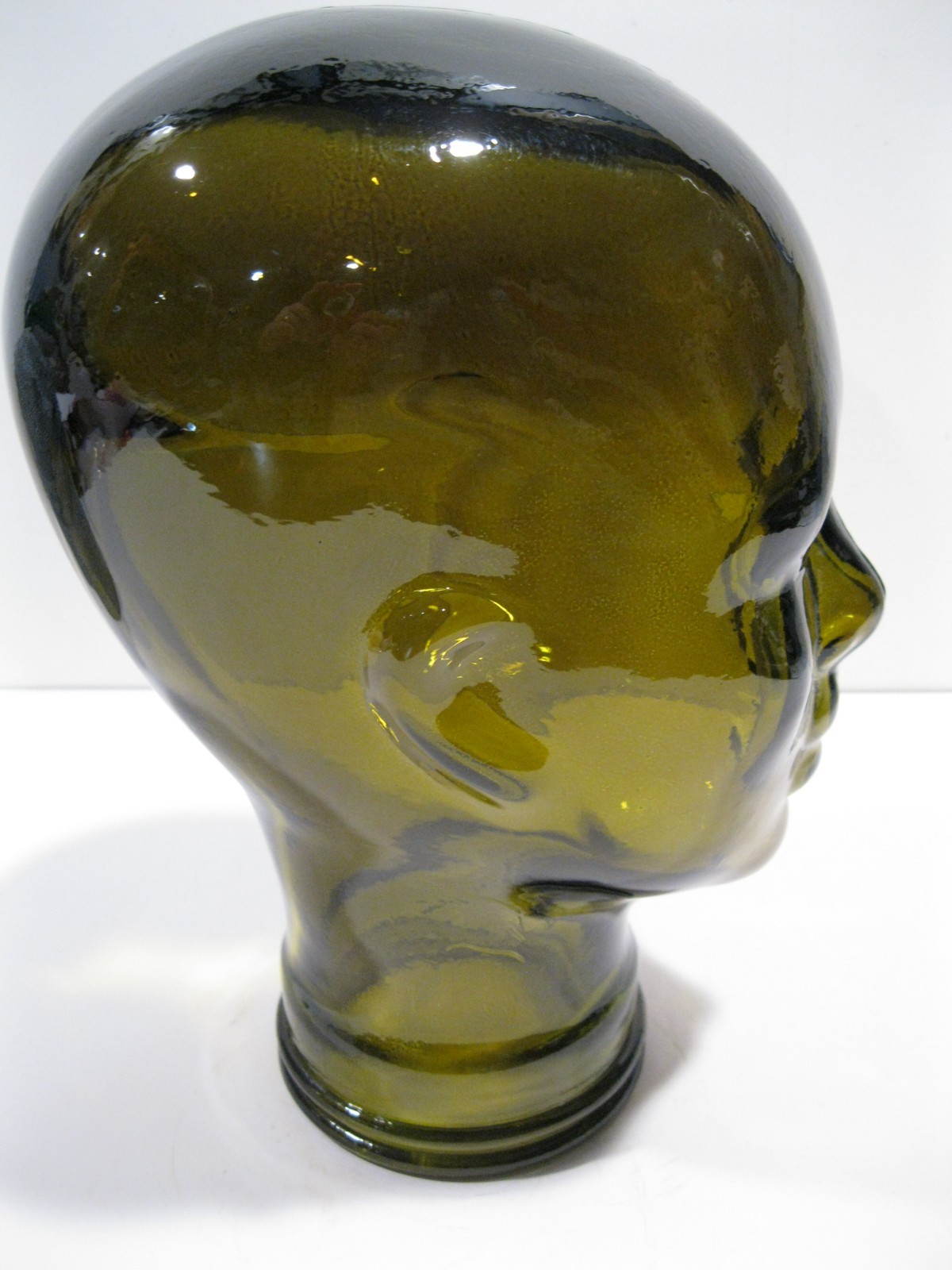 Glass Head OLIVE GREEN, Life Size Mannequin Head for Decor, Display Hats, Wigs