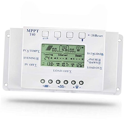 Solar Charge Controller 40 amp Solar Panel Regulator with Load Timer, 12V 40A