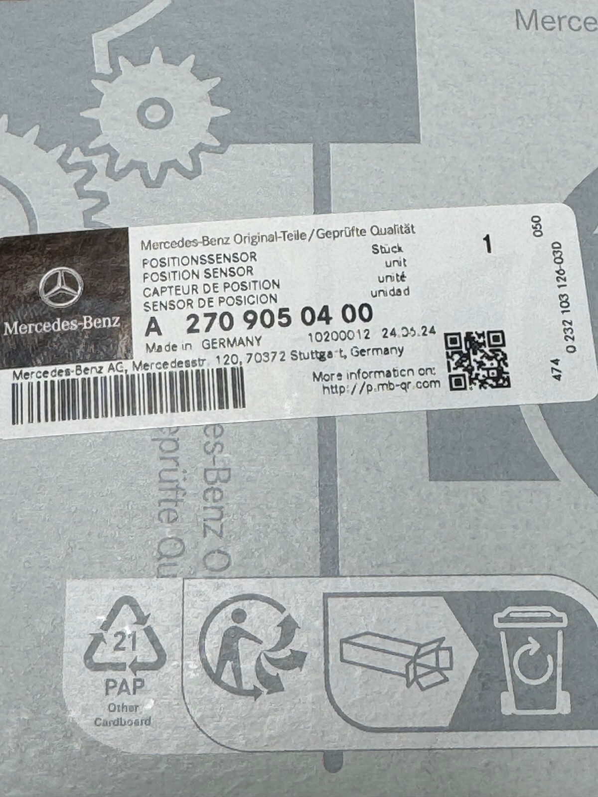 Mercedes-Benz A AMG C CLA E G GLA GLB GLC GLE Genuine Camshaft Position Sensor