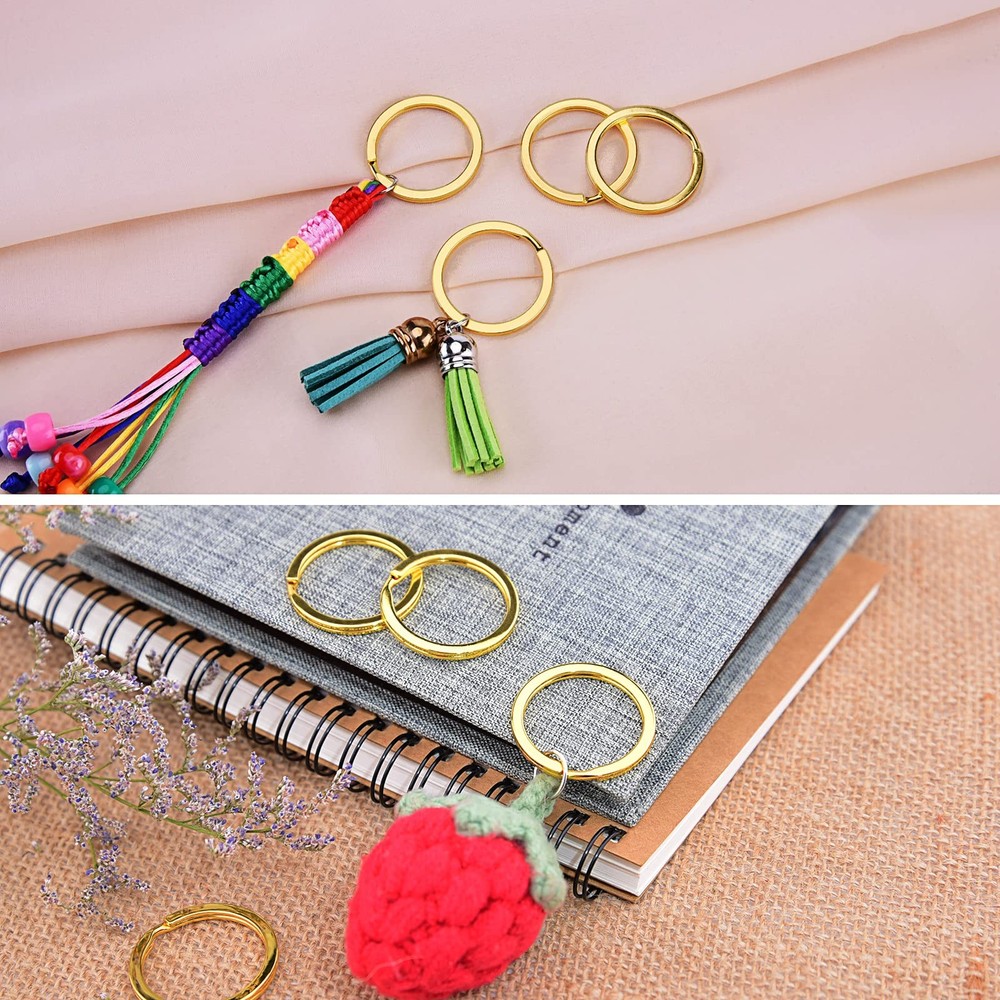 15/20/25/30/32/35mm Solid Brass Flat Keyring Split Key Rings Hoop Loop Keychain