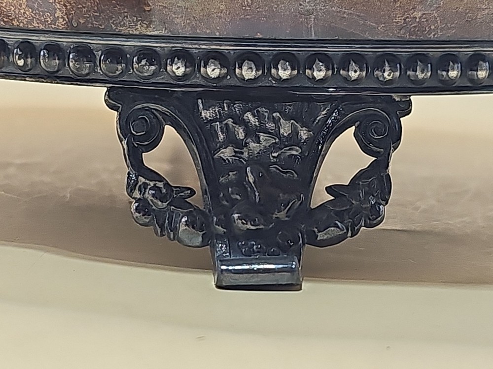 Antique Victorian Tufts Quadruple Plate Silver Brides Basket w Handle Footed