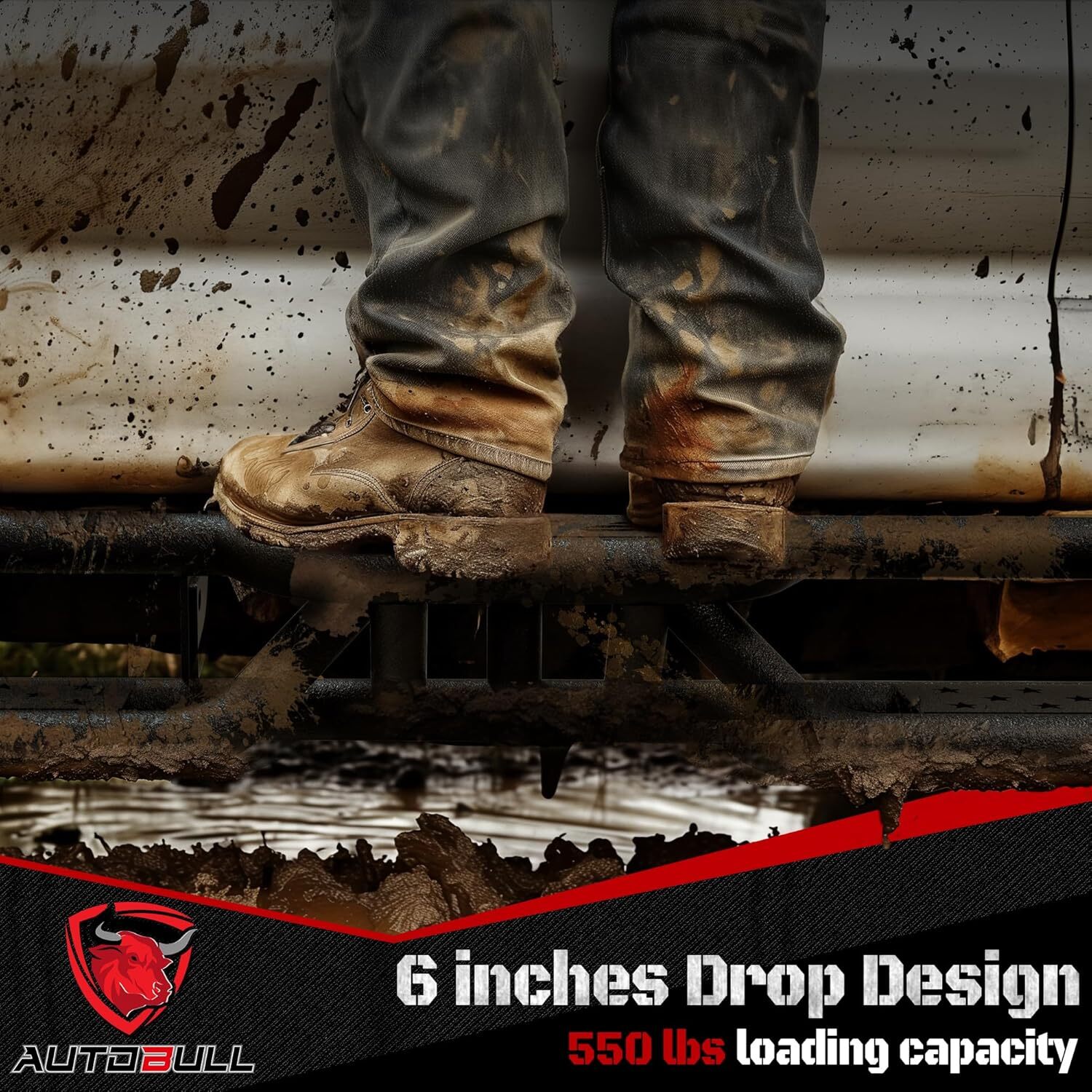 6" Running Boards for 2020-2024 Jeep Gladiator JT 4 Door Drop Side Step Nerf Bar