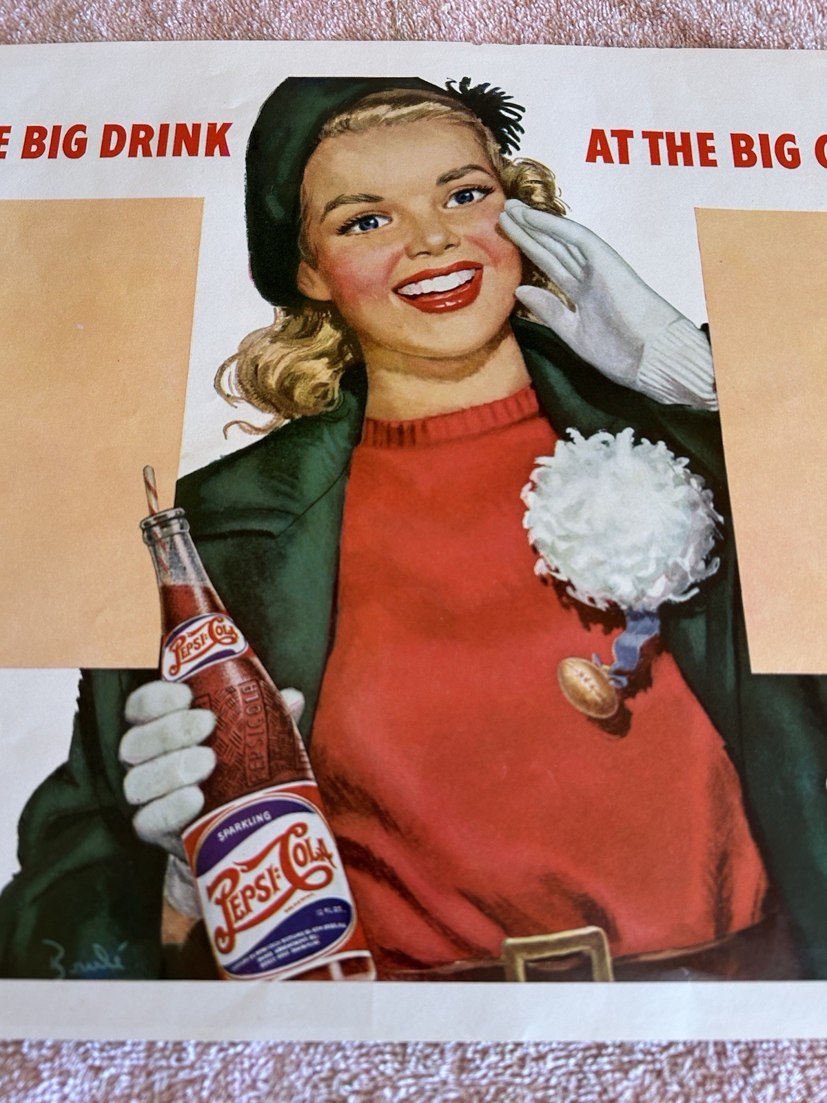 2 Original Pepsi -cola Paper Signs Both Double Dots Signs