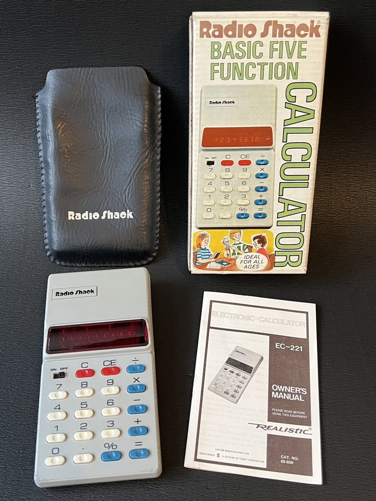 Vintage Radio Shack Calculator Basic 5 Function w Box EC-221 Working Please Read