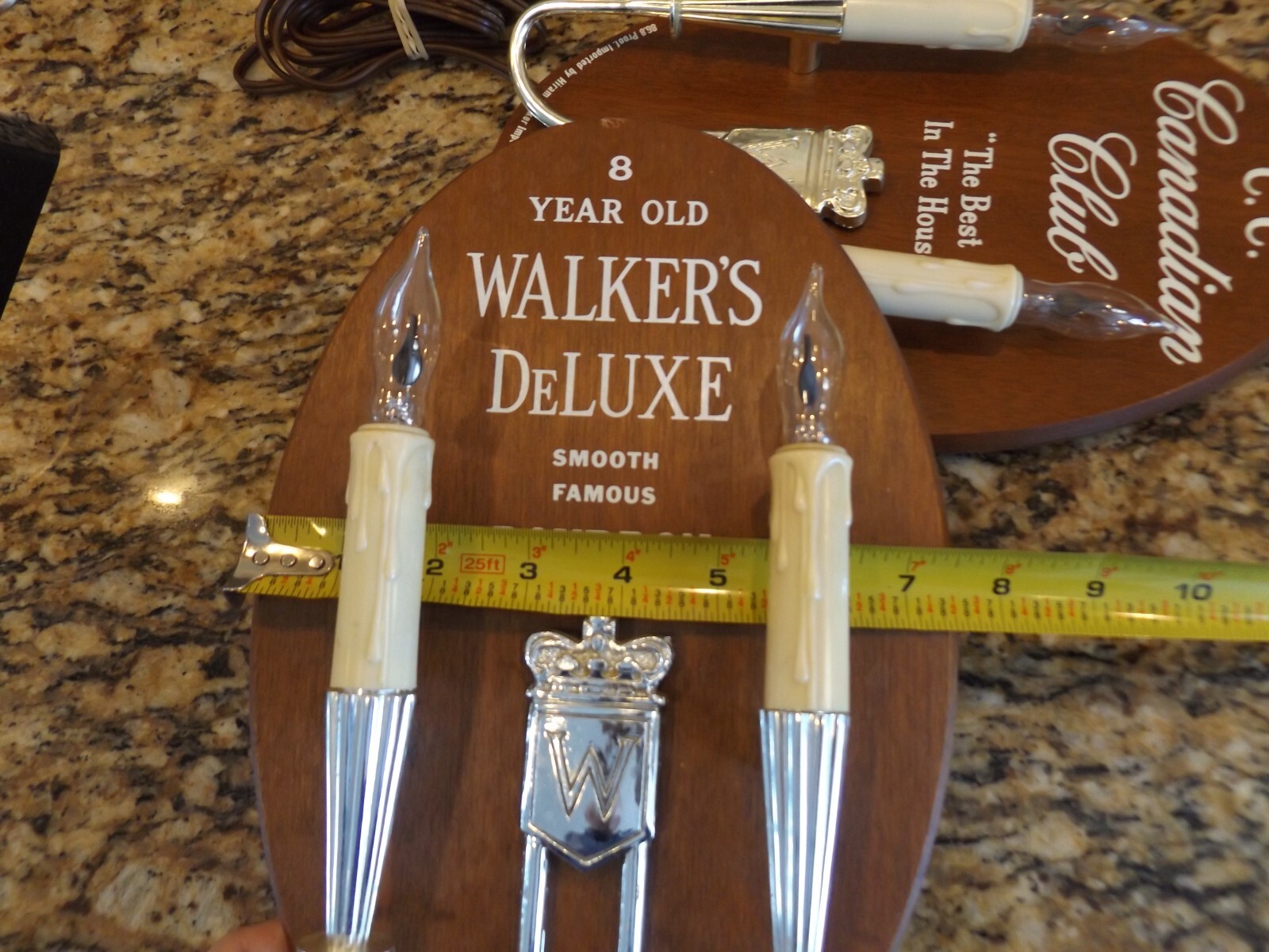 PAIR OF VINTAGE WALKER'S DELUXE BOURBON CANADIAN CLUB WHISKEY WALL SCONCE LIGHTS