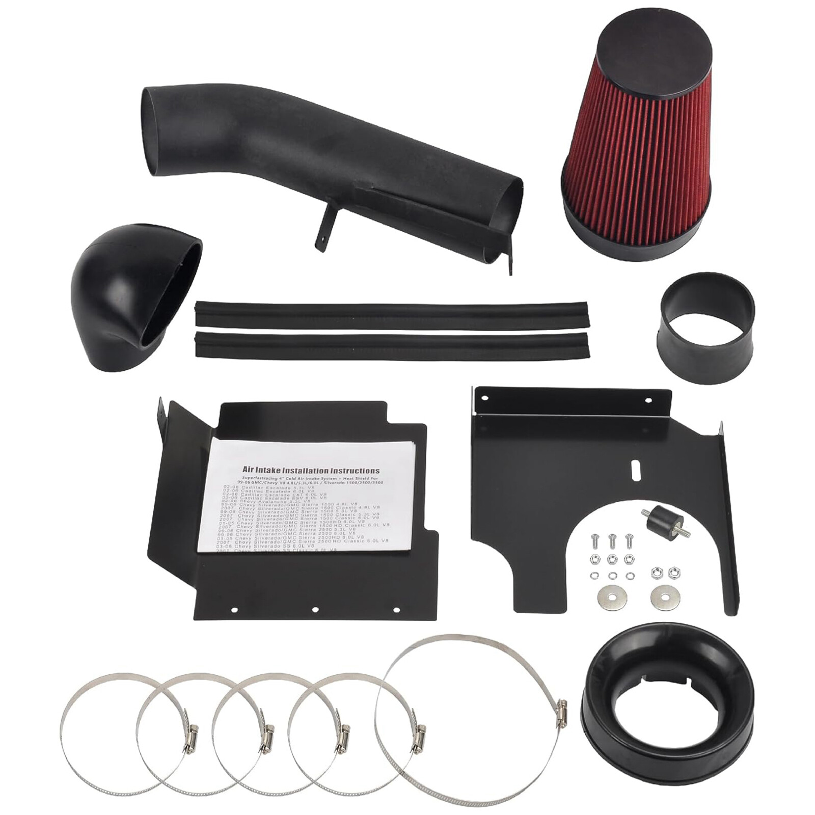 BKRD 4''Cold Air Intake+Exhaust Headers For Chevy GMC Avalanche Silverado Sierra