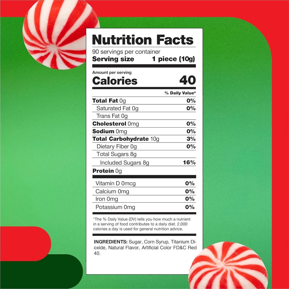 Jumbo Mint Balls - 2 Pound Bulk Pack (About 90 Count) - Peppermint Hard Candy