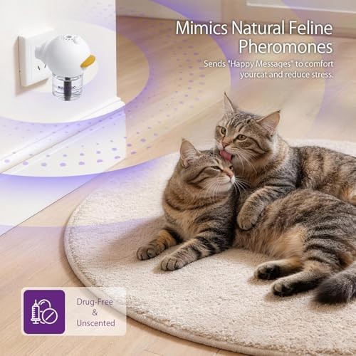 Calming Pheromone Diffuser Set for Cats - 3 Diffusers + 3 Refills - Stress Relie
