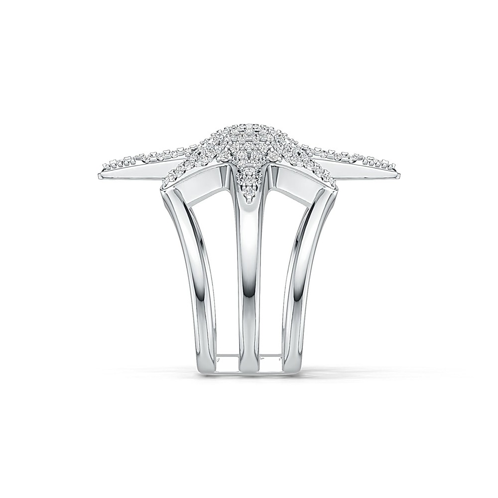 Sterling Silver Ring Starbust Theme With White Topaz or Moissanite