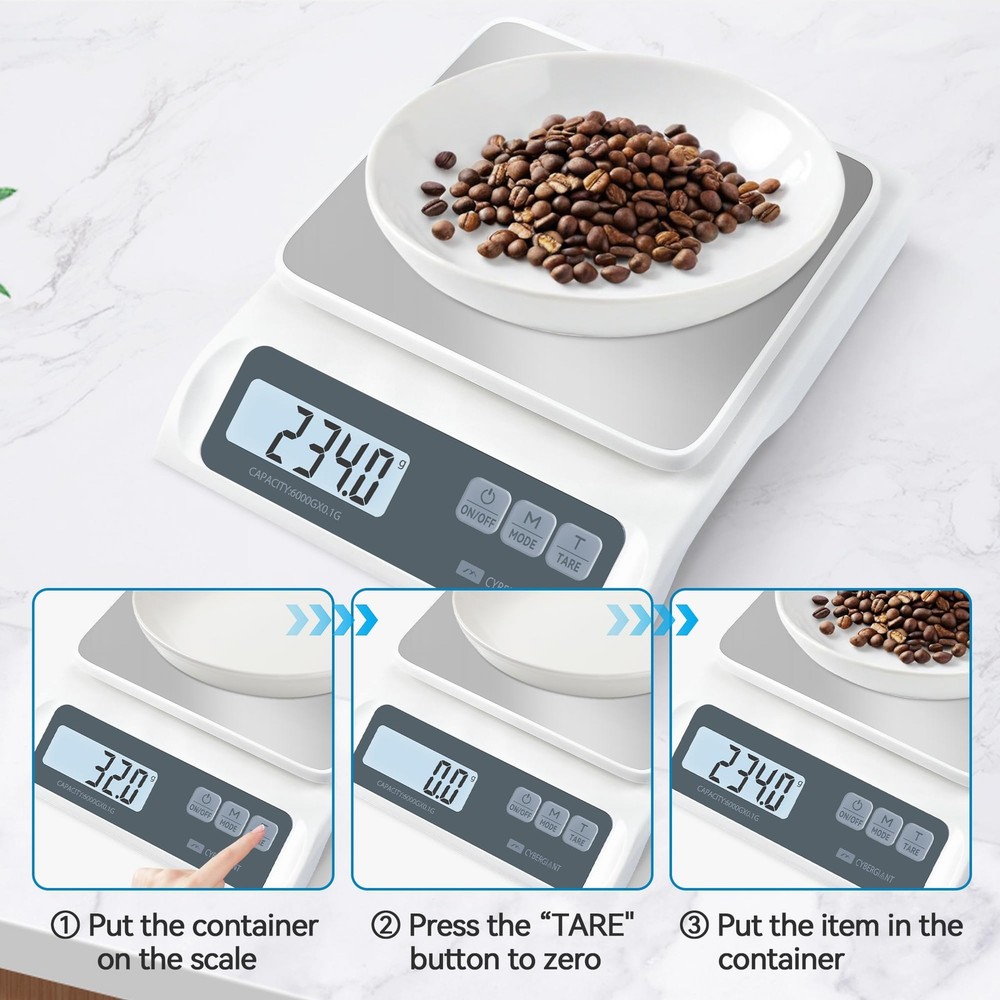 Precision Digital Food Scale Meal Prep Kitchen Baking Espresso Gram LCD 13LBS