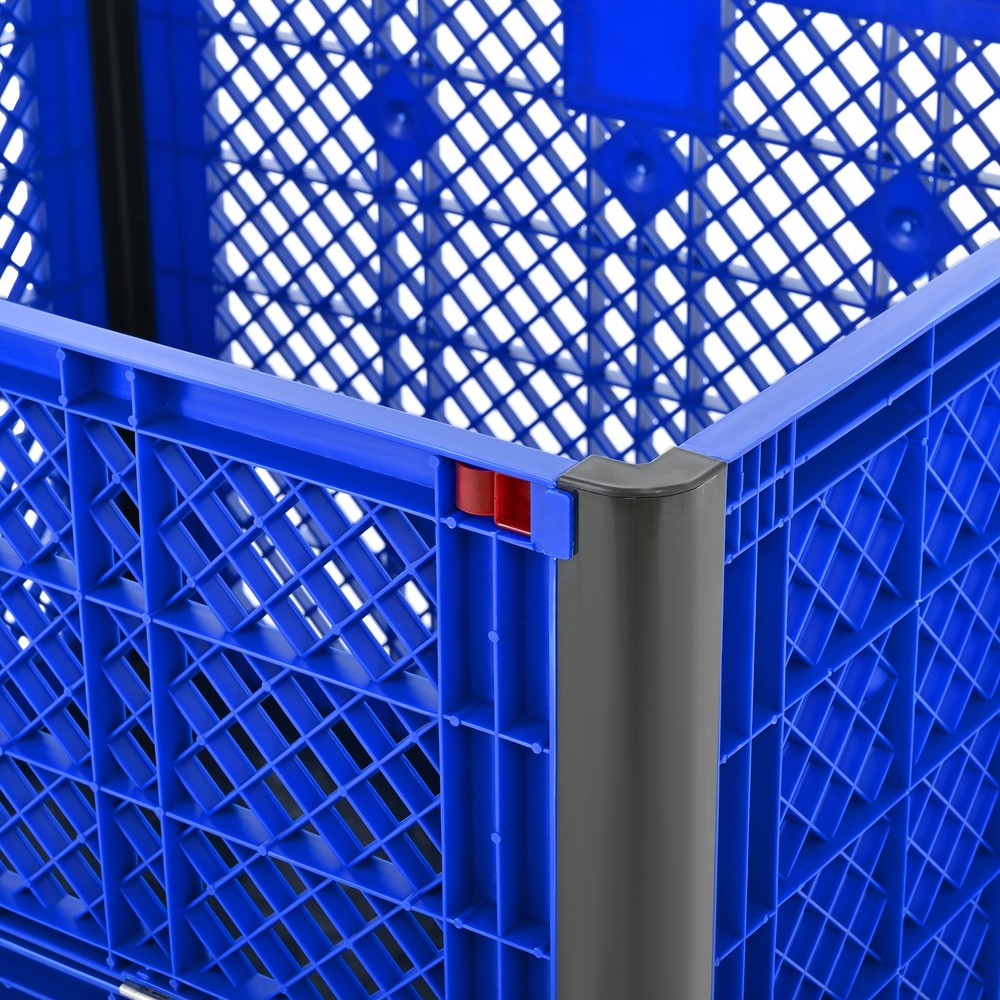 Collapsible Bulk Container Mesh Walls 600lb Capacity Stackable 4 High Blue