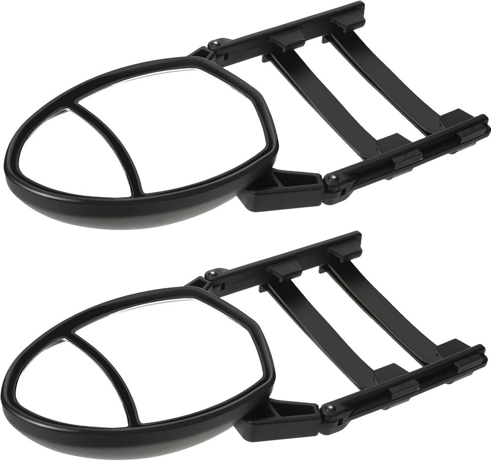Durable 2-Piece Black Towing Mirror Set - Easy Installation & Adjustable