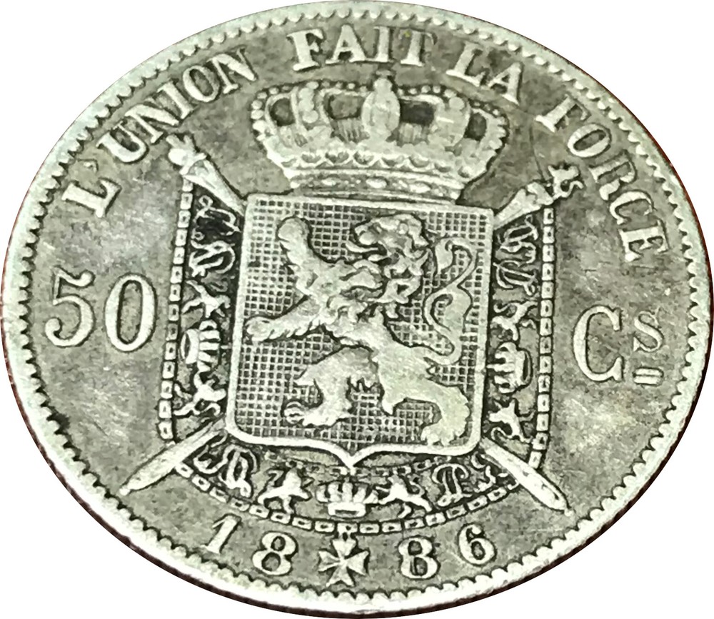 1886/66 50 Centimes Belgium VF Condition - b