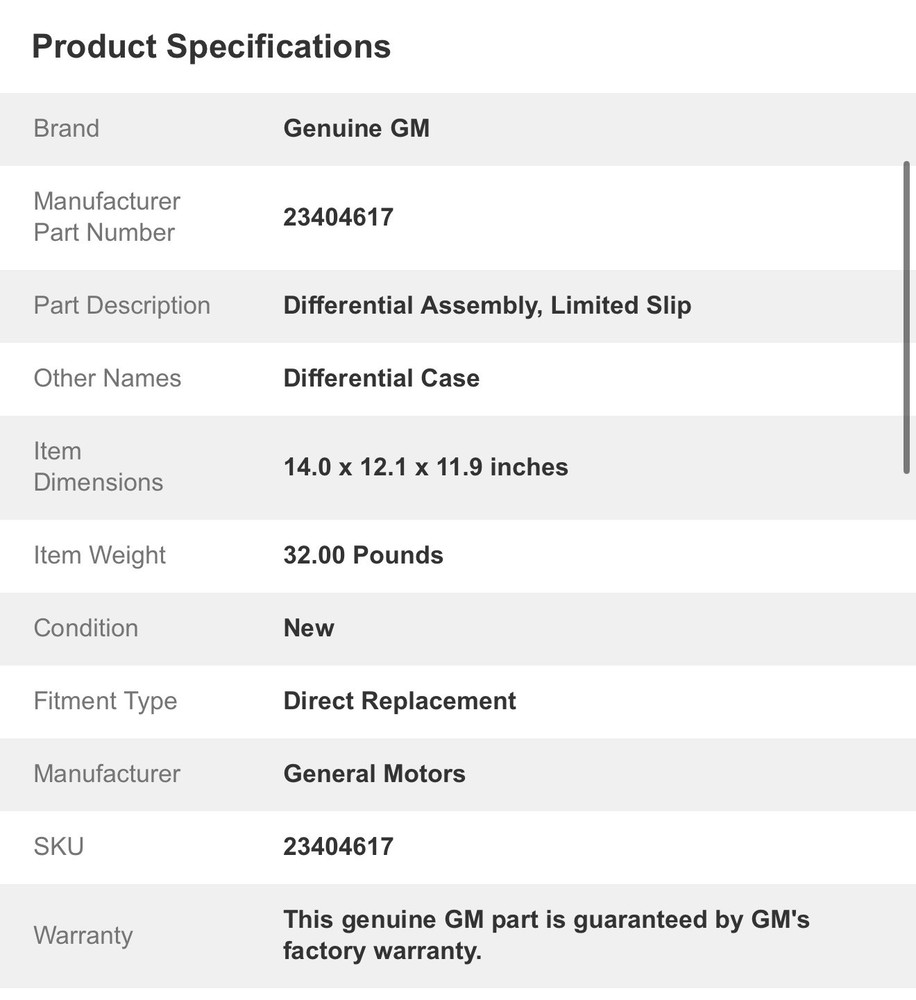Differential - GM# 23404617
