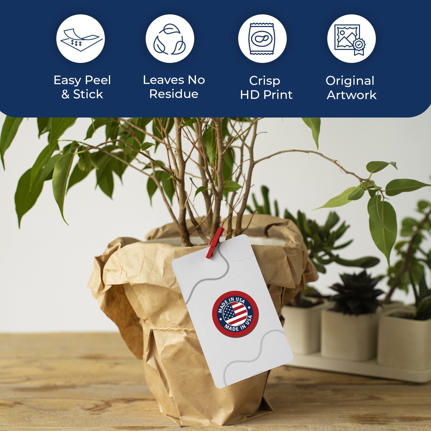 Made in USA Stickers – Round Labels for Small Business Packaging, Easy Peel