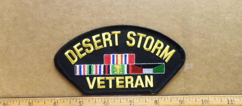 Desert Storm Veteran with Ribbons Embroidered Patch