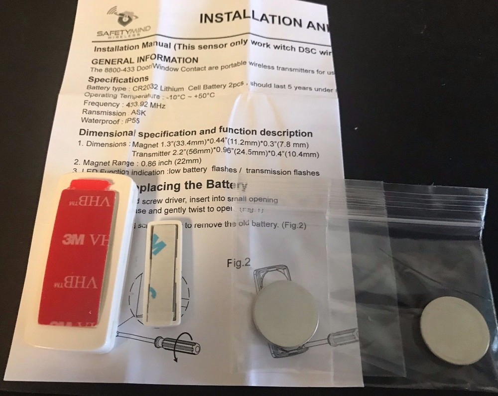New "40" Safetymind Wireless 8800-433 Wireless Micro Sensor Compatibale DSC