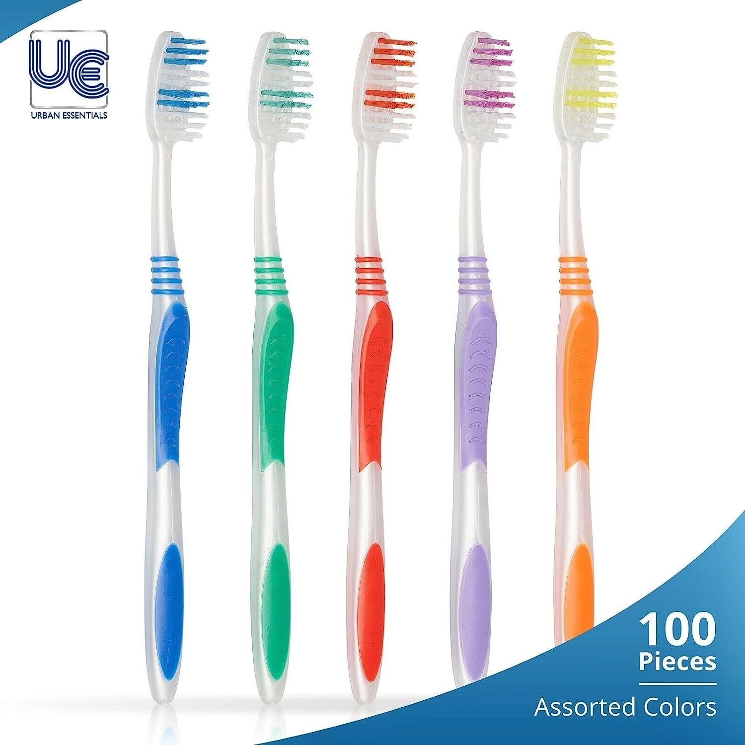 100 Bulk Wholesale Toothbrush Individually Wrapped Classic Medium Soft With Cap